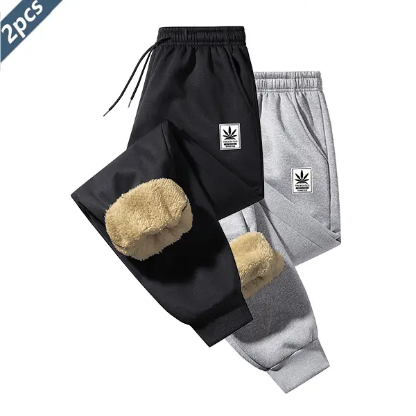 Men's 3-Pack Solid Fleece Sweatpants - Thick Sherpa Lined Warm Fleece Set, Slant Pockets, Polyester Resists Wear for Daily Use, Sport to Street Casual Athletic Joggers