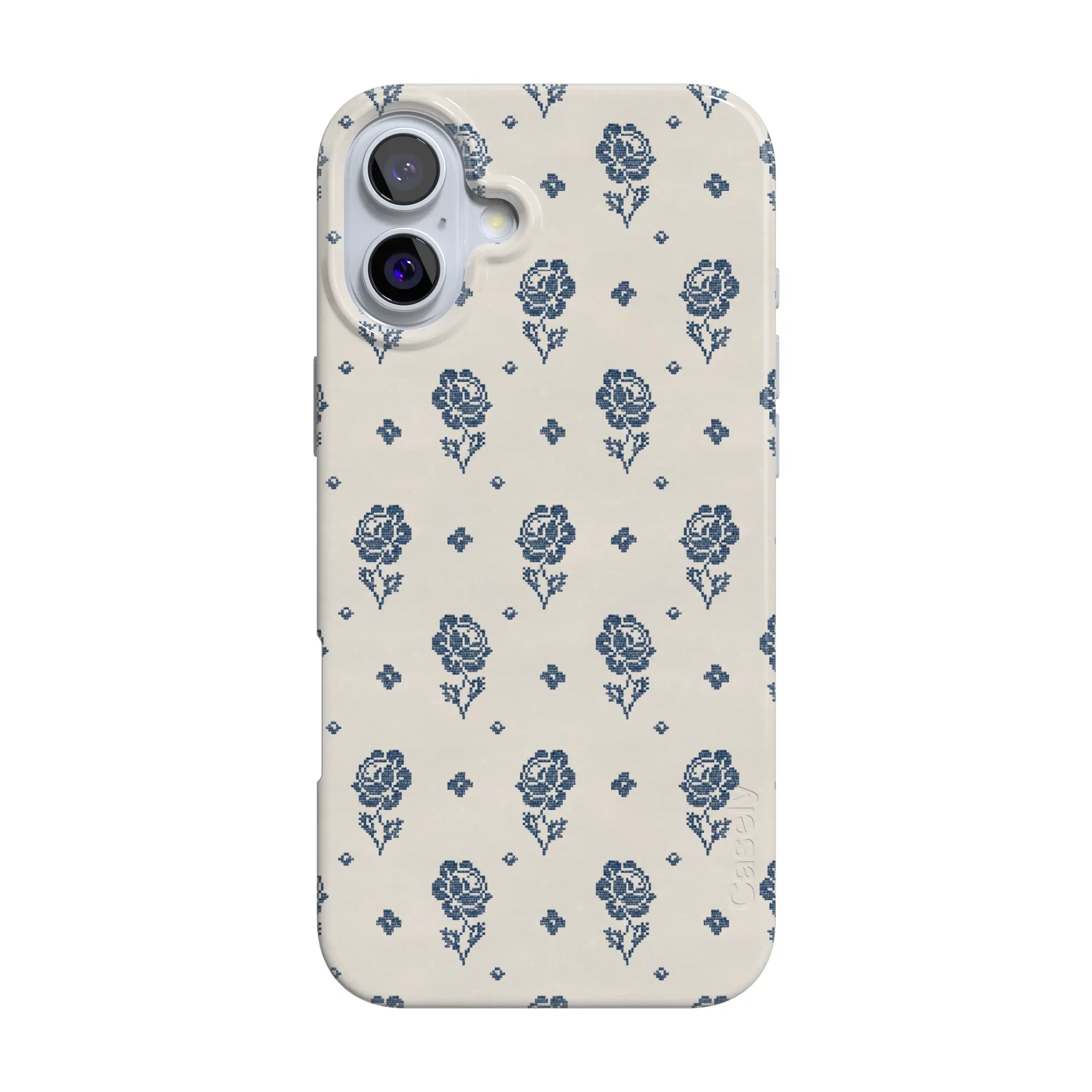 Casely iPhone 16 Case | Seaside Stitch | Vintage Roses | Compatible with MagSafe | Classic Ultra Thin Design