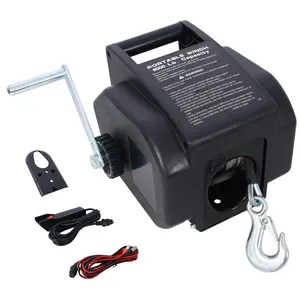 12v Trailer Winch,Reversible Electric Winch, for Boats up to 5000 lbs, Galvanized Wire Rope, Rapid Mount, Handheld Remote, Portable Hitch Adapter