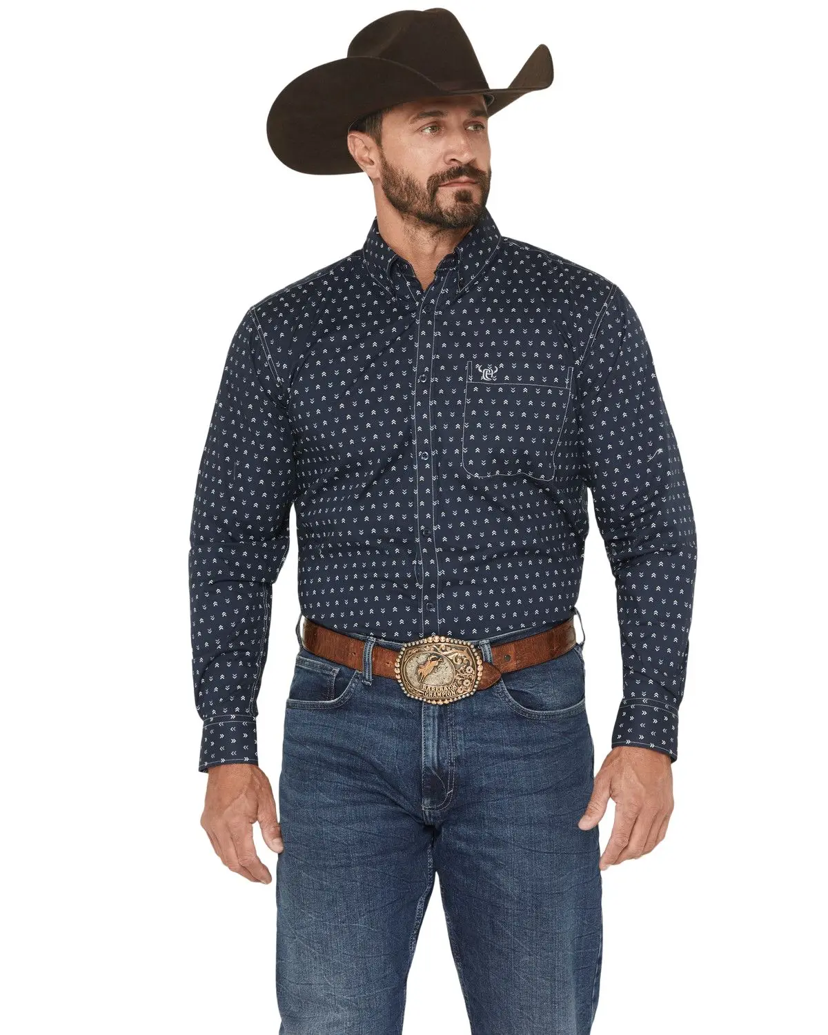 Men's Cowboy Hardware Men'S Mini  Print Long Sleeve Button-Down - 125605-480