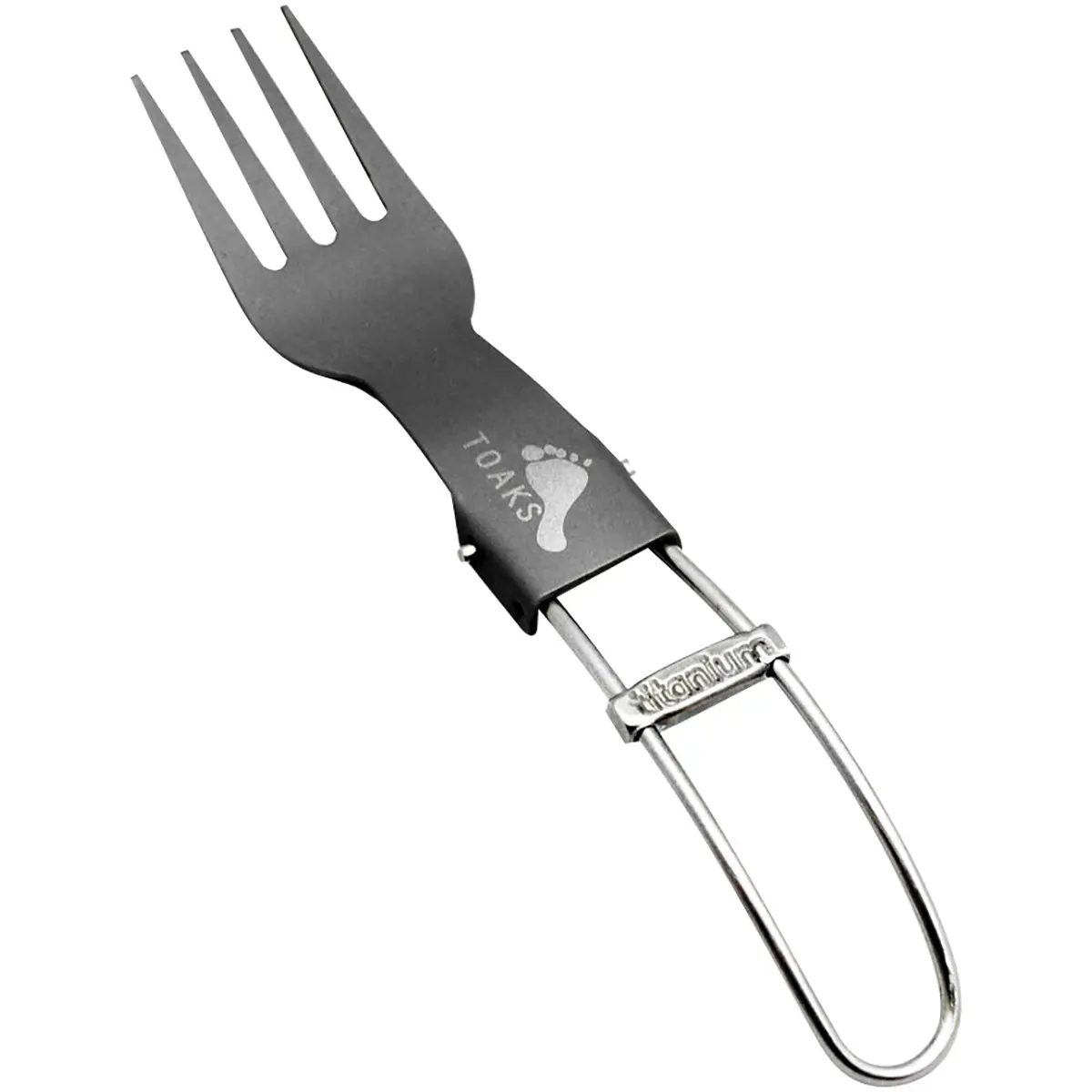 TOAKS Titanium Folding Fork with Sliding Lock - Silver Camping Cutlery, Portable, Space-Saving, Long-Lasting, Outdoor Sports Camp Kitchen Tool with Folding Ability