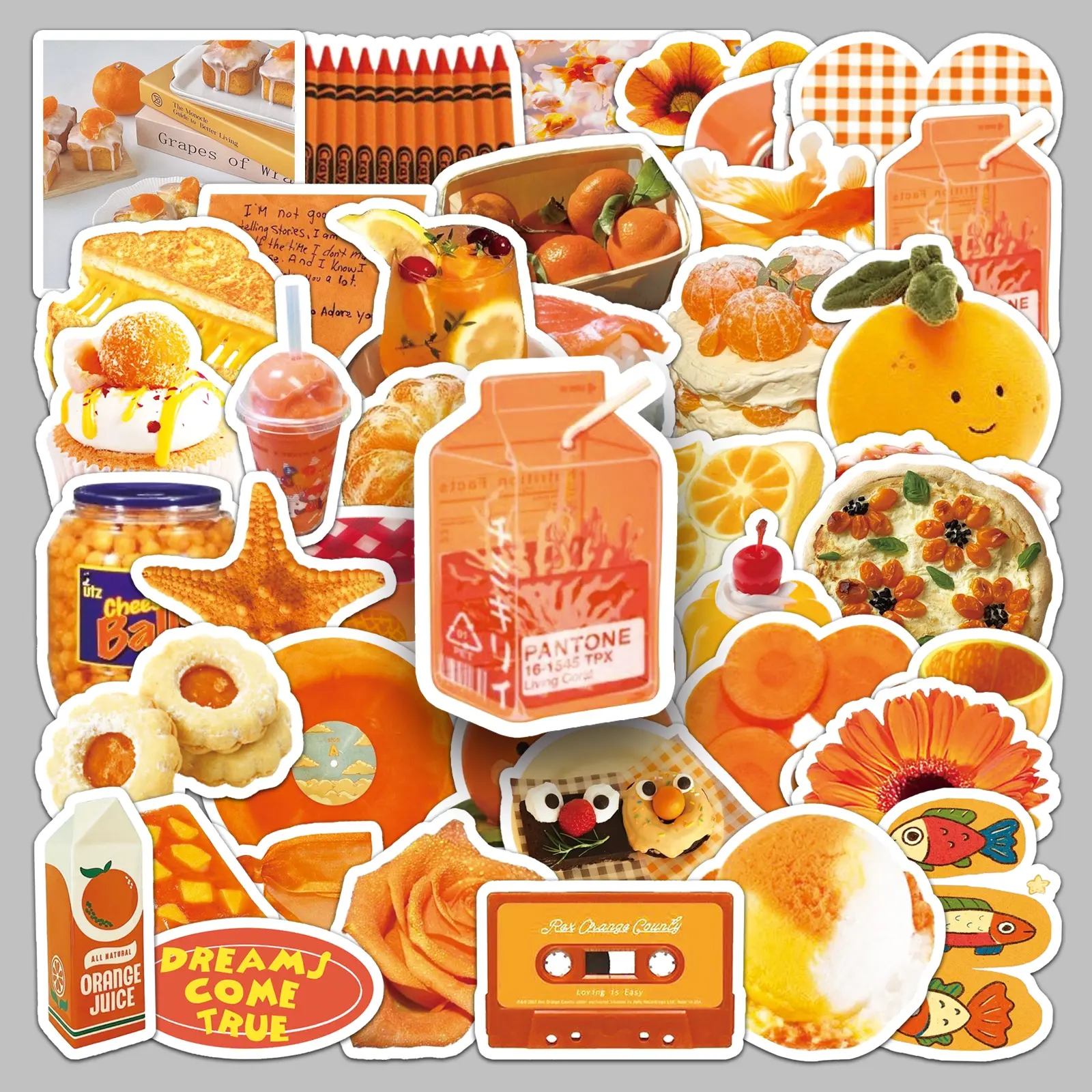 50 pcs Sticker Set orange wind cartoon small fresh creative trend stickers luggage cups laptop decorative stickers Funny Stickers Decal Sticker