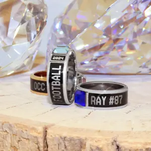Customizable Team Ring | Personalized Keepsake with Engraved Team Name, Year, and Gemstone