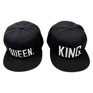 OIDEA Unisex 2-Pack Cotton Baseball Caps - KING & QUEEN Embroidered, Breathable Flat Bill Snapback, Adjustable Fit Couples Set for Date Night, Valentine’s Day Gifts