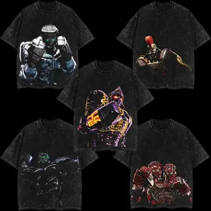 Real Steel Movie Graphic T Shirt for Men Atom Noisy Boy Zeus Twin Cities Midas Vintage Heavyweight Cotton Oversized Short Sleeve Tee Casual Classic Streetwear Simple Straight Fit Apparel Gift for Movie Fans Daily Wear Top