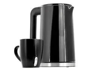 MegaChef 1.7 Liter Double Wall Stainless Steel Electric Tea Kettle in Black