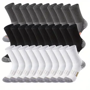 Men's 1-Size Fit Thin Mid-Leg Socks, 10/20/30 Pairs, Sweat-Absorbing, Breathable, Suitable for Spring & Summer Daily Life, Outdoor Sports, One-Size Fits