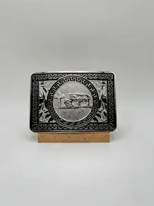 Buckle- Silver With Black Cowboy Praying