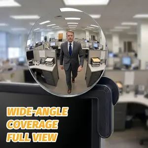 Clip On Mirror For Computer Monitor, Laptop Mirrors, Desk Office Cubicle, Pc To See Behind You, Desktop Rear View, Personal Safety, Blind Spot Coverage, Acrylic Mirrors, Durable, Round, Frameless
