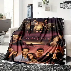 Twilight Movie Theme Print Blanket - Soft Flannel Comfort for All Seasons, Suitable for Bedroom, Office, Travel, Camping