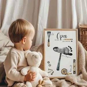 [SALE UP TO 50% - UNFRAMED] Gift for Grandpa - Handprint Footprint Print Template DIY - Birthday gift for the best grandpa - Grandpa, you're awesome - Father's Day gift - Complimentary Delivery