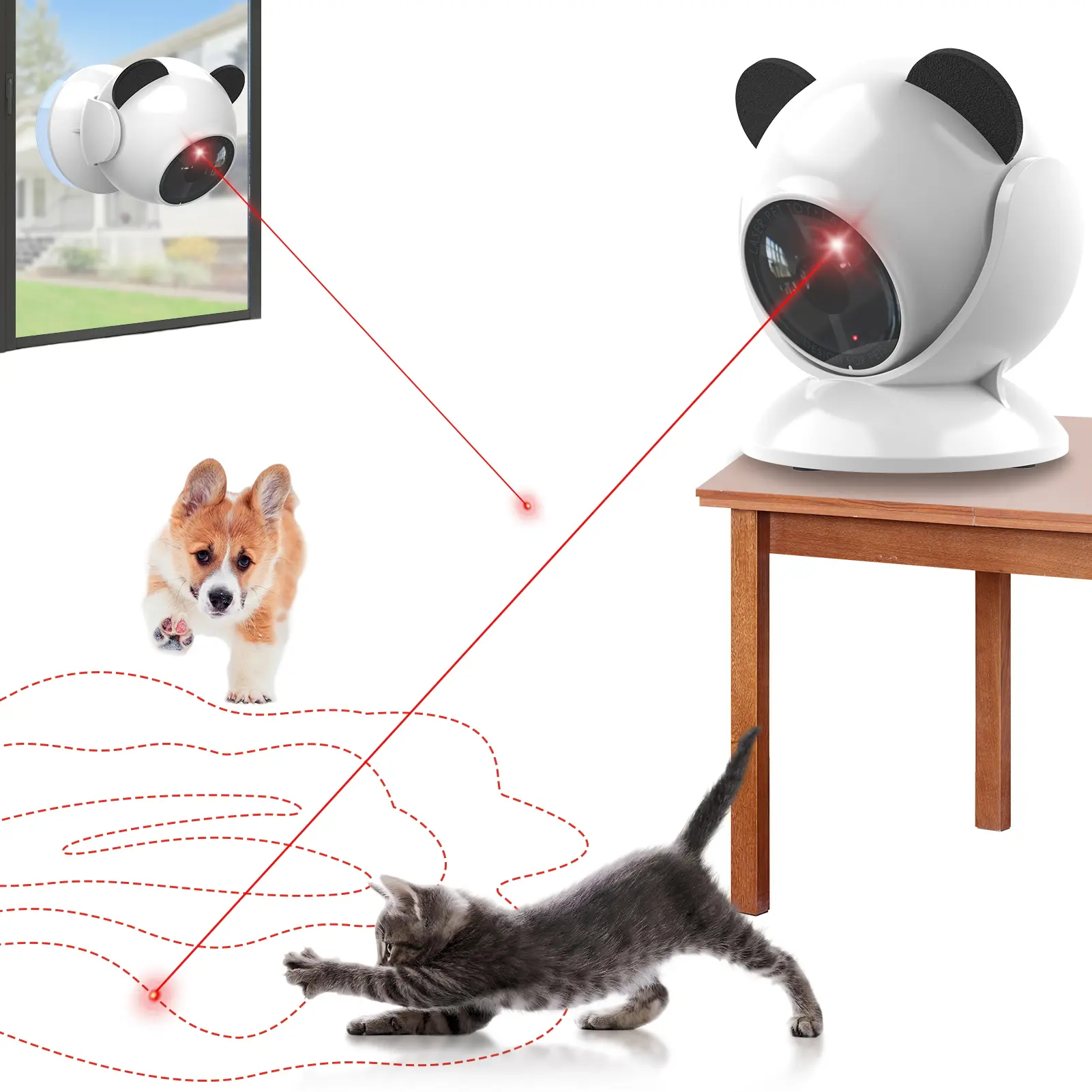 BENTOPAL Laser Cat Toys for Indoor Cats, Automatic Interactive Cat Laser Pointer with Truly Random Trajectory, Suction Cup Design, Whisper Quiet Operation, Hands-Free Rechargeable Cat Toy for Kittens & Dogs