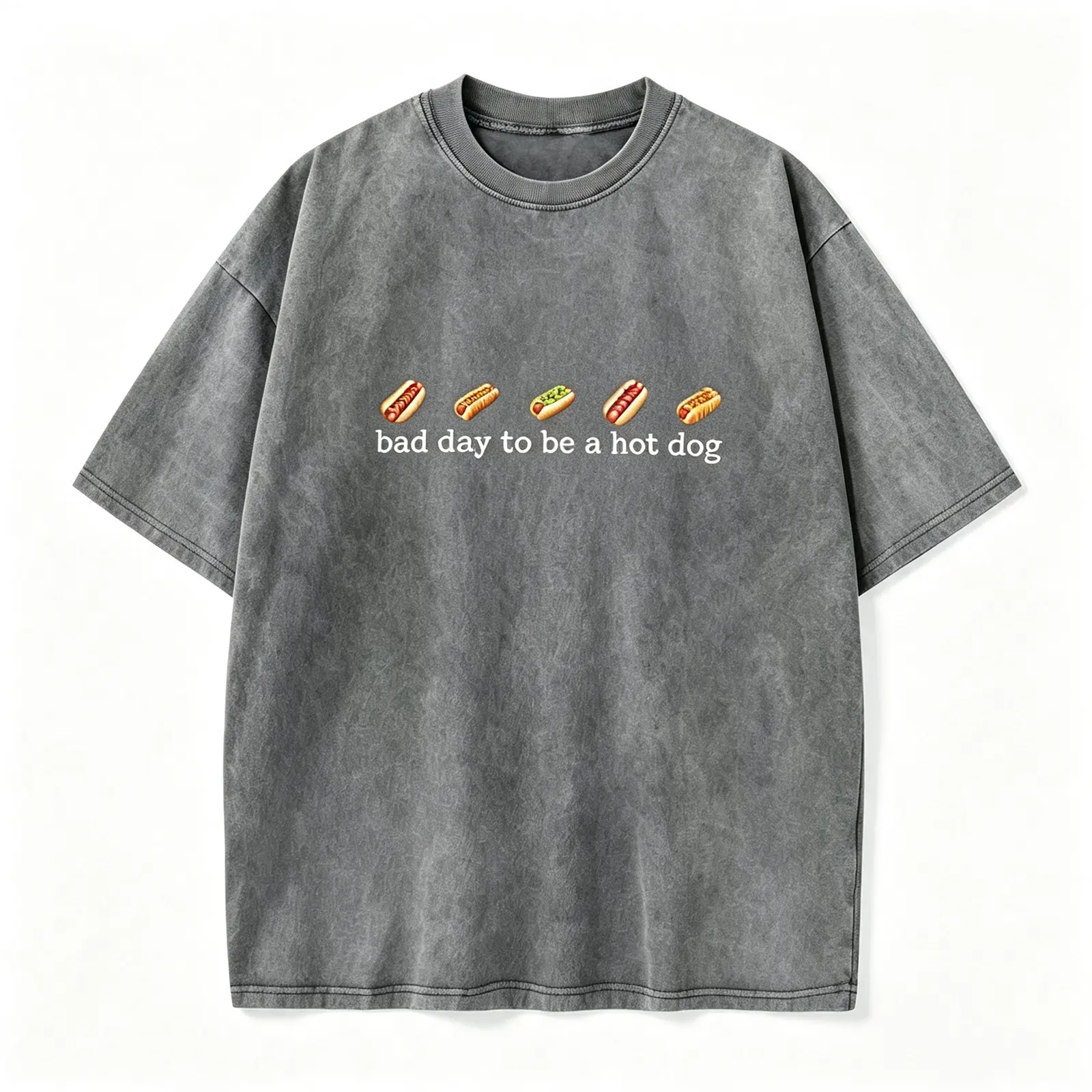 Bad Day to Be a Hot Dog Graphic T-Shirt, Men's 100% Cotton Funny Retro Graphic Tee, Vintage Crew Neck Short Sleeve, Casual Streetwear Cotton T-Shirt, Unisex Top Womenswear Breathable