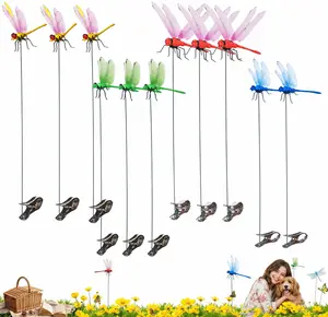 12 Pack Dragonfly Fly Repellent Clip, 3D Fake Dragonfly Garden Decor, Chemical-Free Insect Repellent for Patio, Backyard, Outdoor Plants and Camping Use