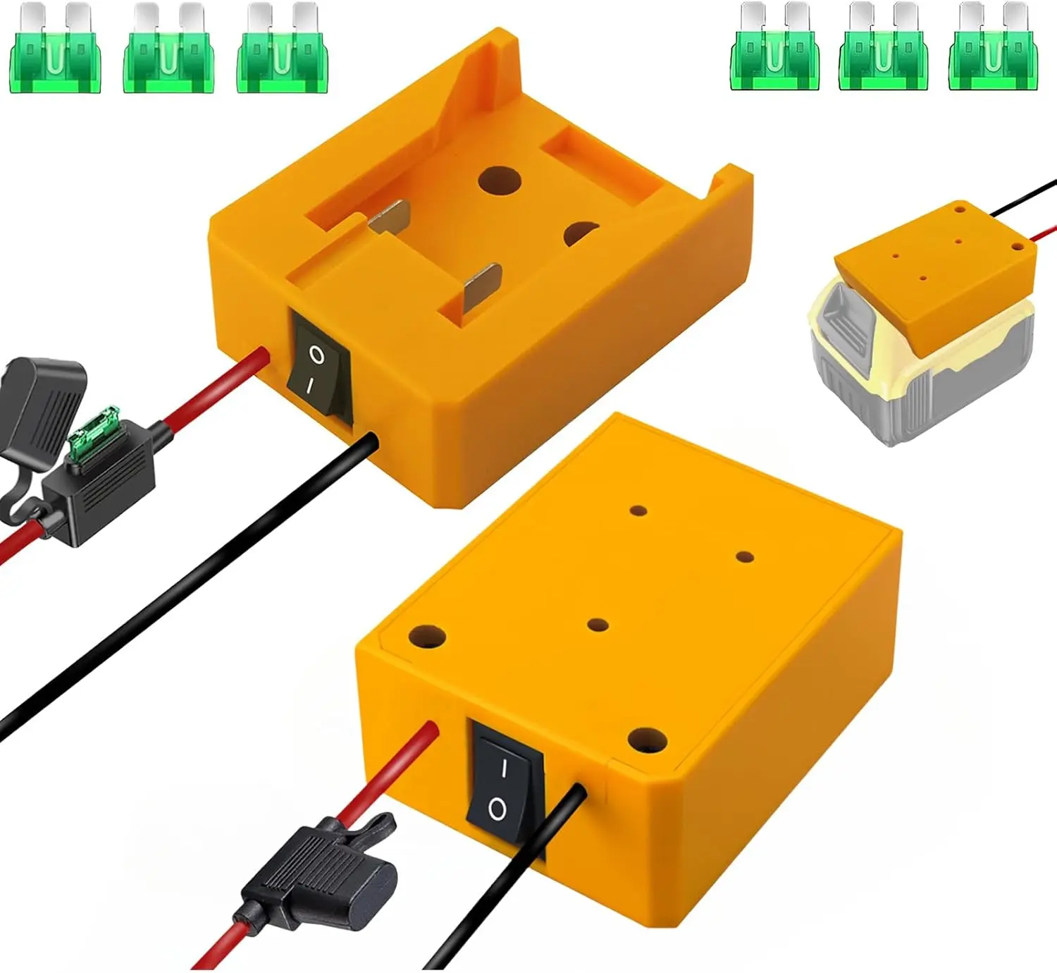 2Packs for Dewalt 20V Power Wheels Adapter Battery Adapter, Battery Converter Kit with Switch & Fuses & Wire Terminals, 14AWG Wire, Power Connector for DIY Rc Car Toys, Robotics and Rc Truck(Excluding the battery)