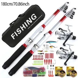 2-Piece Fishing Rod Set with Reel, Full Accessories Kit (lures/line/hooks), Portable Storage Bag, Freshwater/saltwater Use, Fishing Tackle Kit