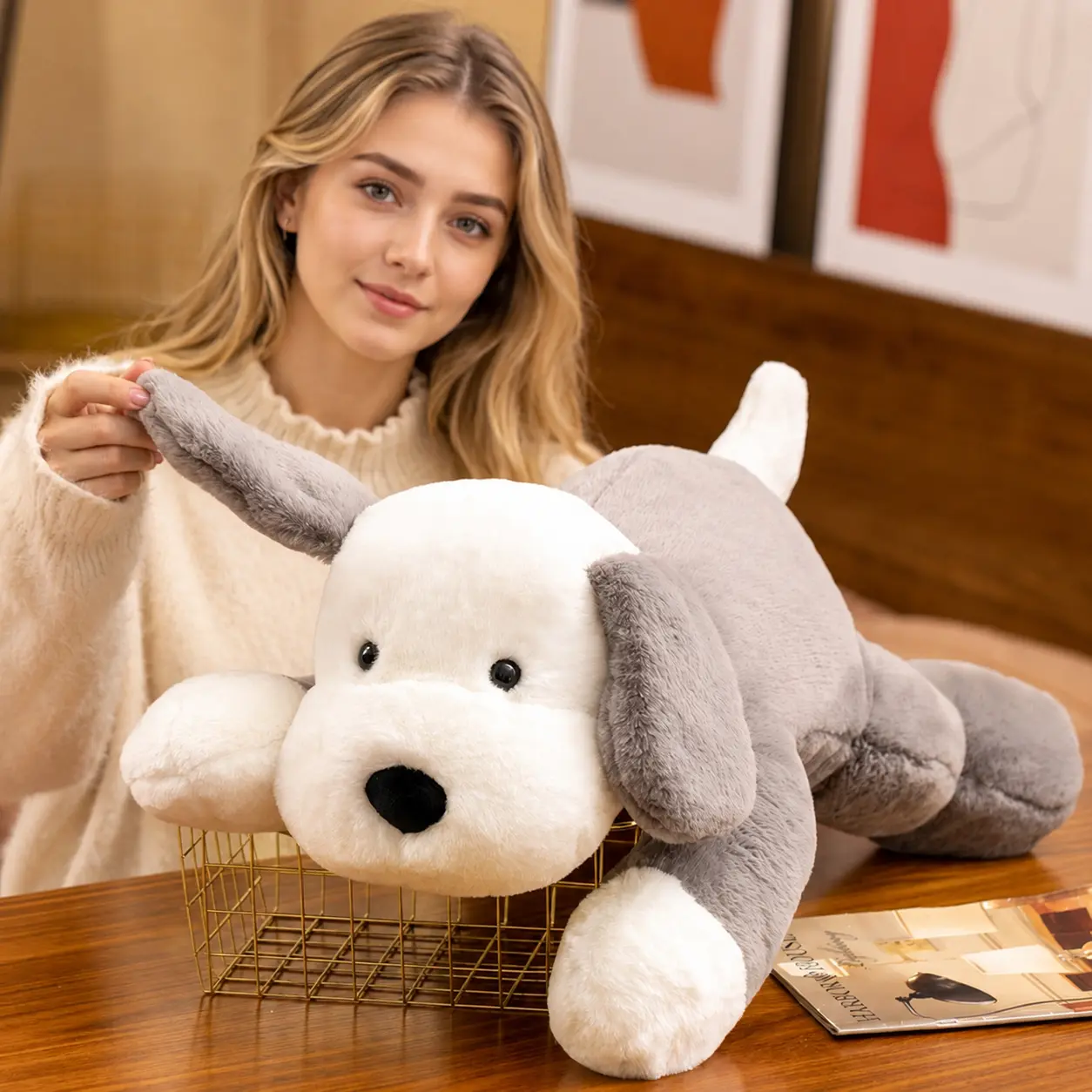 CHUBBYJOY 20" 27" Soft Dog Stuffed Animals Plushie Pillow, Cute Dog Plush Kawaii Toy, Soft Huggable Stuffed Animal, Stuffed Plushies, Lovely Plush Gift, Cute Girly Gifts, Summer Vibe Item, Hugging Body Cushion For Boys Girls Girlfriend, Birthday