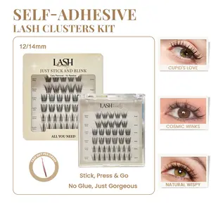Lashterally All You Need AU Lash Kit Three Styles in One Set with 38 Clusters Travel Pack on the Go Kit 10mm/12mm/14mm Clusters Makeup Cosmic Halloween Party Look Here