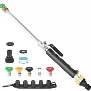 High Pressure Washing Spray Wand with 5 Nozzles, Multi-Functional Garden Hose Accessory, Durable Aluminum Alloy, Outdoor Maintenance