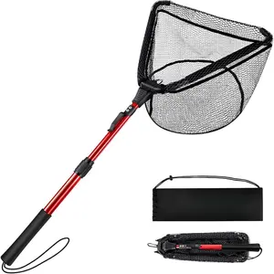 Upgraded Foldable Floating Fishing Net, Tangle-Free Coated Landing Net Extends from 27-35" with Telescoping Pole Handle, Fishing Gear  Ranger Boat, Kayak & Trout Salmon Bass Fishing, Gifts  Men