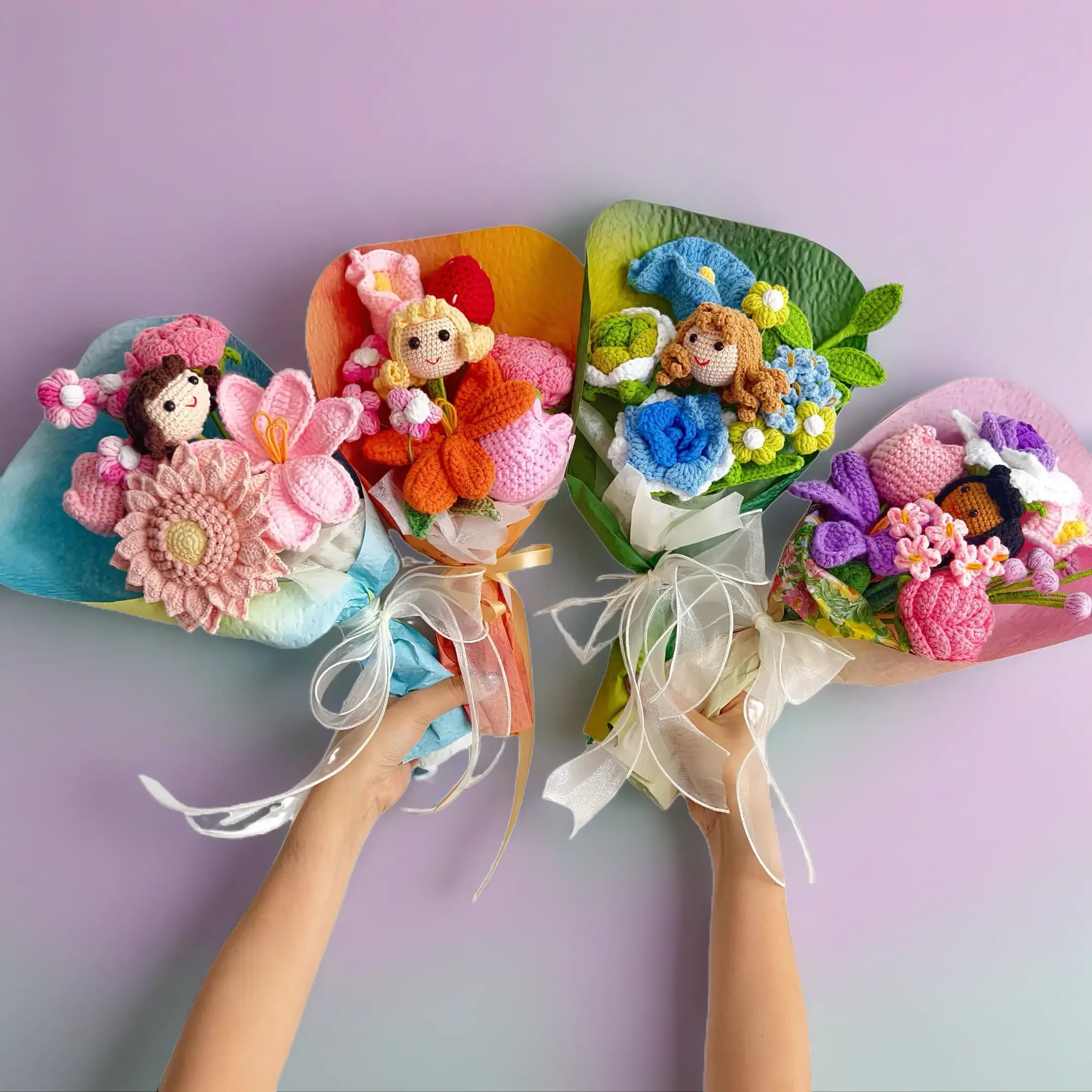 Crochet Flower Bouquet with Doll: Handmade Teacher Appreciation Gift