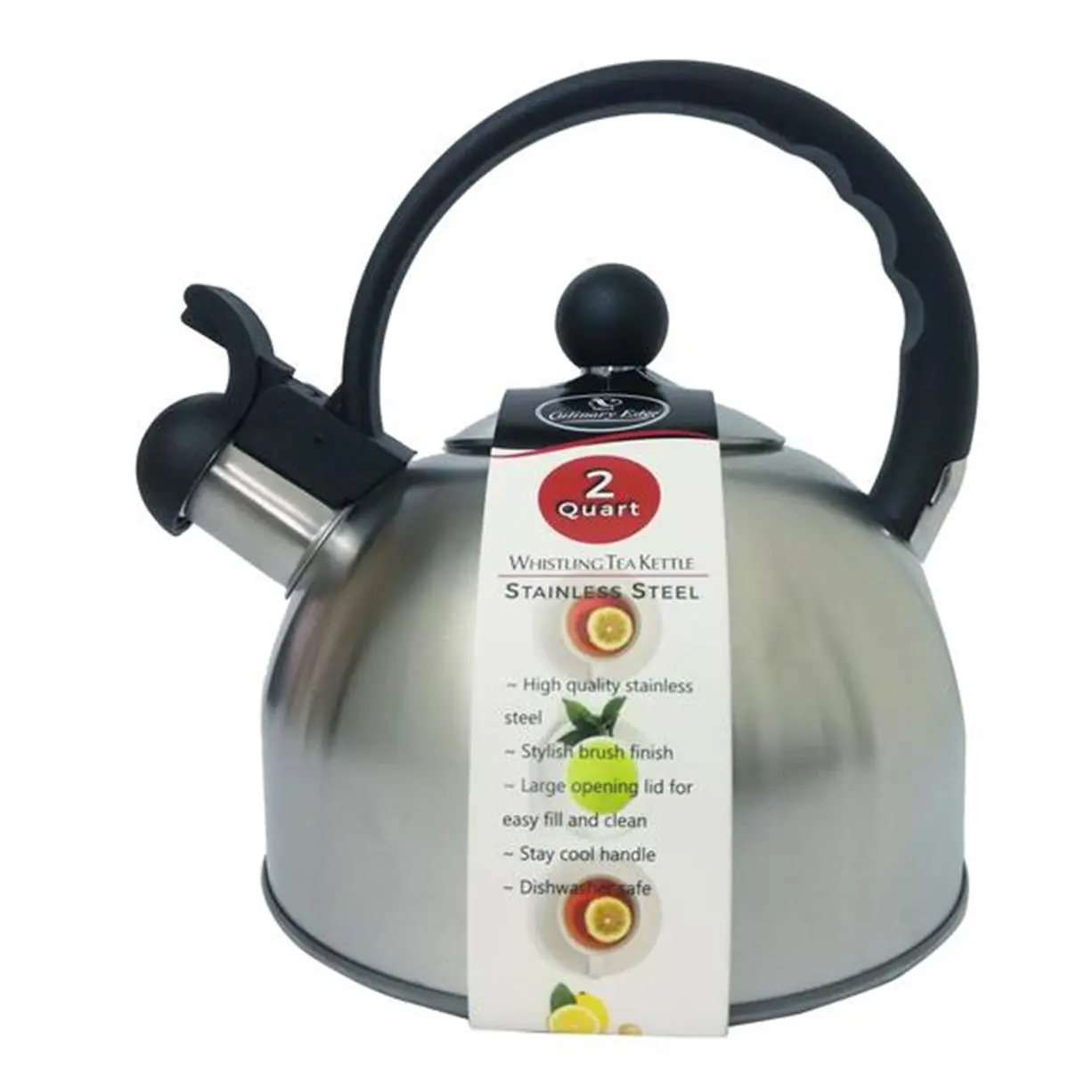 2 qt. Stainless Steel Whistling Tea Kettle, Silver