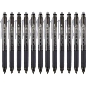 Retractable Erasable Gel Pens Clicker Fine Point 0.7 mm, No Need for White Out, Black Ink for Completing Sudoku and Crossword Puzzles, 12-pack