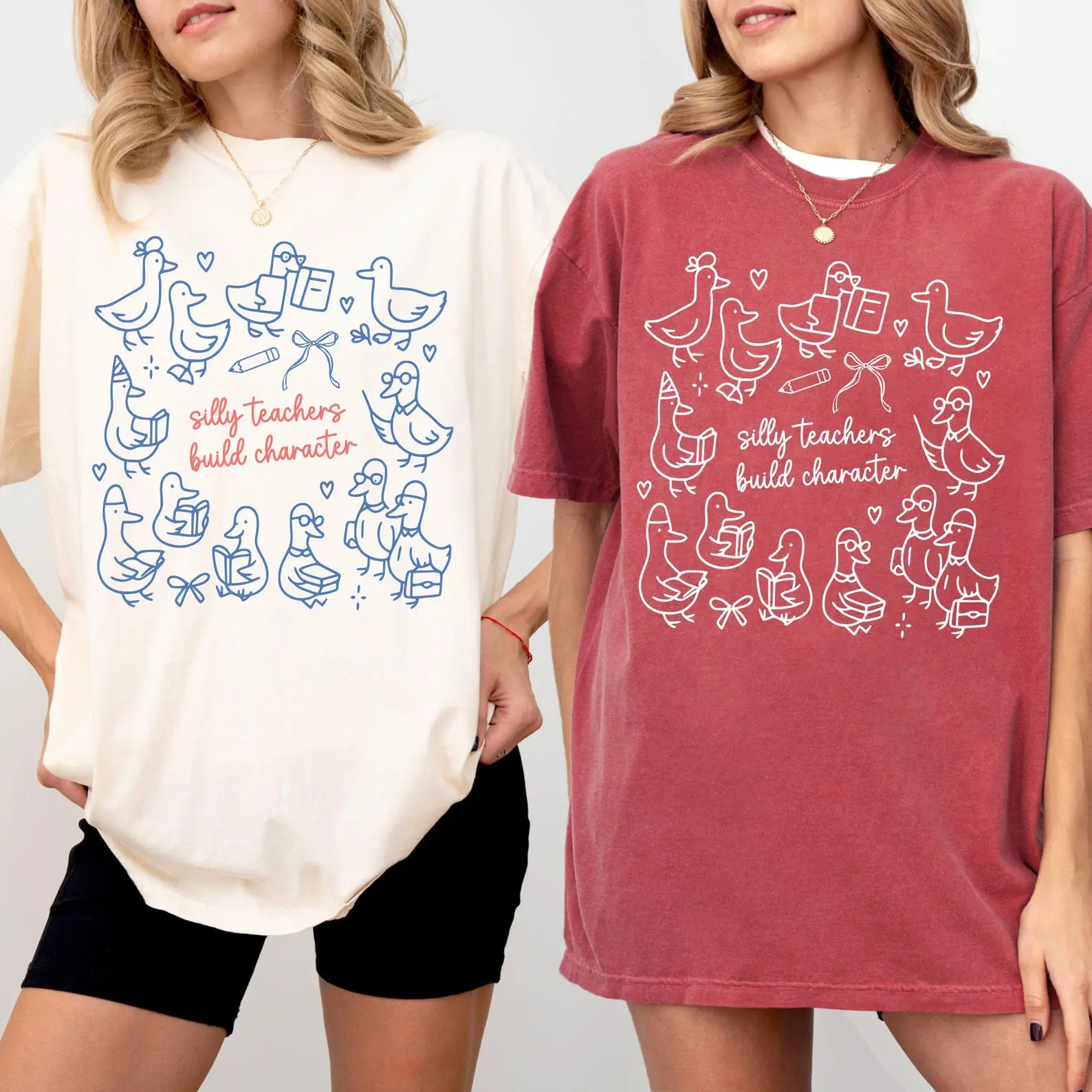 Silly Teachers Build Character Shirt, Funny Back to School Tee, SEL Teacher Gift, Cute Goose Club Shirt, Teacher Affirmation