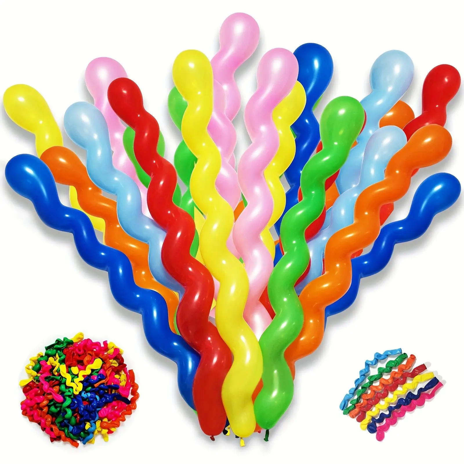 Set of 100 Colorful 40 Inch Latex Spiral Balloons, Balloon Party Supplies, Party Balloons Decorations, Perfect for Birthday Parties, Weddings, and Festivals Decoration