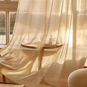 Solid Color Sheer Curtain, 1 Count Light Luxury Style Window Curtain, Window Screen for Home Living Room Bedroom Decor Room Decoration