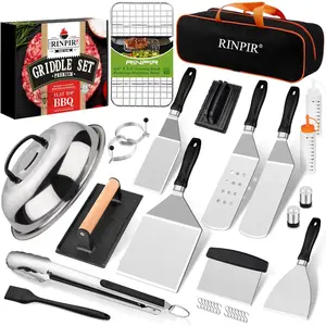33PCS Griddle Accessories Kit For Flat Top Grill, Accessories Tools With Cooling Rack, Melting Dome And Burger Press, Professional Hibachi Spatula Gift Set For Outdoor Teppanyaki BBQ