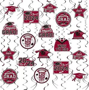 31 Pieces Graduation Decorations Class of 2024, Graduation Hanging Swirl Congrats Grad and Graduation Party Decorations