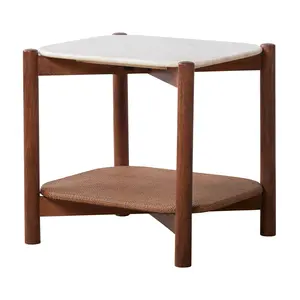 Union Home LVR00269 Dowel Occasional Side Table, Porto Natural Finish, Modern Accent Tables, Marble Coffee Table