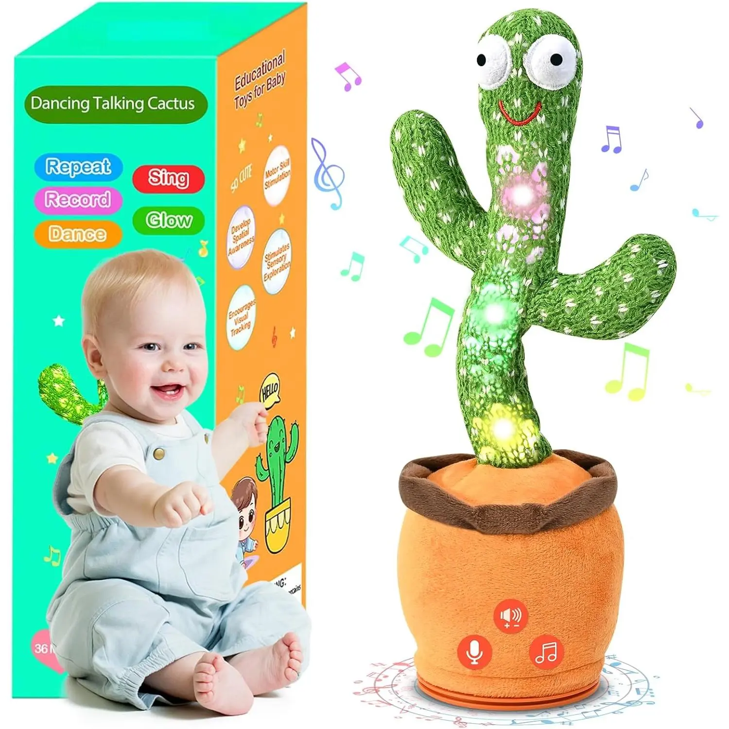 Easter Basket Stuffers  Toddler Boys Kids Baby Toys 0-6 3-6 6-12 12-18 Months Dancing Talking Cactus, Toddler Boys Girls Gifts  2 3 4 5 6 7 8 9 10 Month Old Baby Toys  1 Year Old Boy Girl