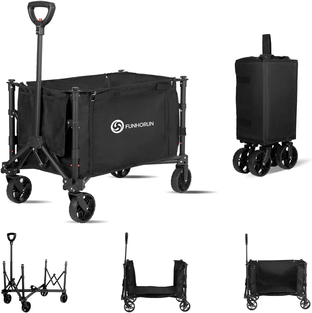 Collapsible Garden Cart - Heavy-Duty Foldable Utility Wagon for Camping, Grocery Shopping