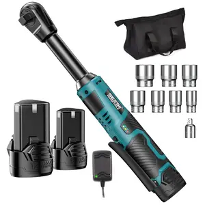 SEESII 3/8" Extended Cordless Ratchet Wrench – 40 Ft-lbs Torque, 6" Long Neck, 220RPM | 2x 2.0Ah Batteries + Fast Charger, 7 Sockets | Ideal for Car Repairs, DIY & Mechanics, Black Friday Deals