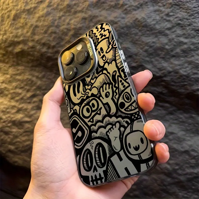 This black graffiti phone case is elegant and simple in style, perfect for fashion pioneers. It provides drop and slip resistance, making it an ideal case for iPhone 16 Pro Max, 15, 14, 13, 12 and 11 case