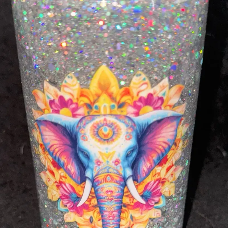 16oz Snow Globe Cup with Glitter and Elephant Design