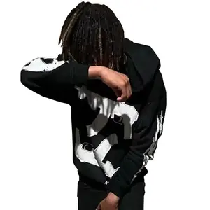 Autumn Winter Men's and Women's Casual Hooded Pullover Jacket | Machine Washable, "CHOPPA KRAZY" & Flame Print Embroidery, Trendy Long Sleeve Sweatshirts, Womenswear Tops