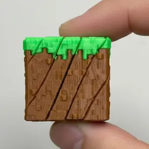 Pixel Art Grass Blocks Stress Relief Toy, 3D Printed Super Smooth Puzzle Cube, Gamer Asmr Sensory Desk Accessory, Perfect Gift, Durable, Stress Relief Decoration, Stress Relief Fidgeting