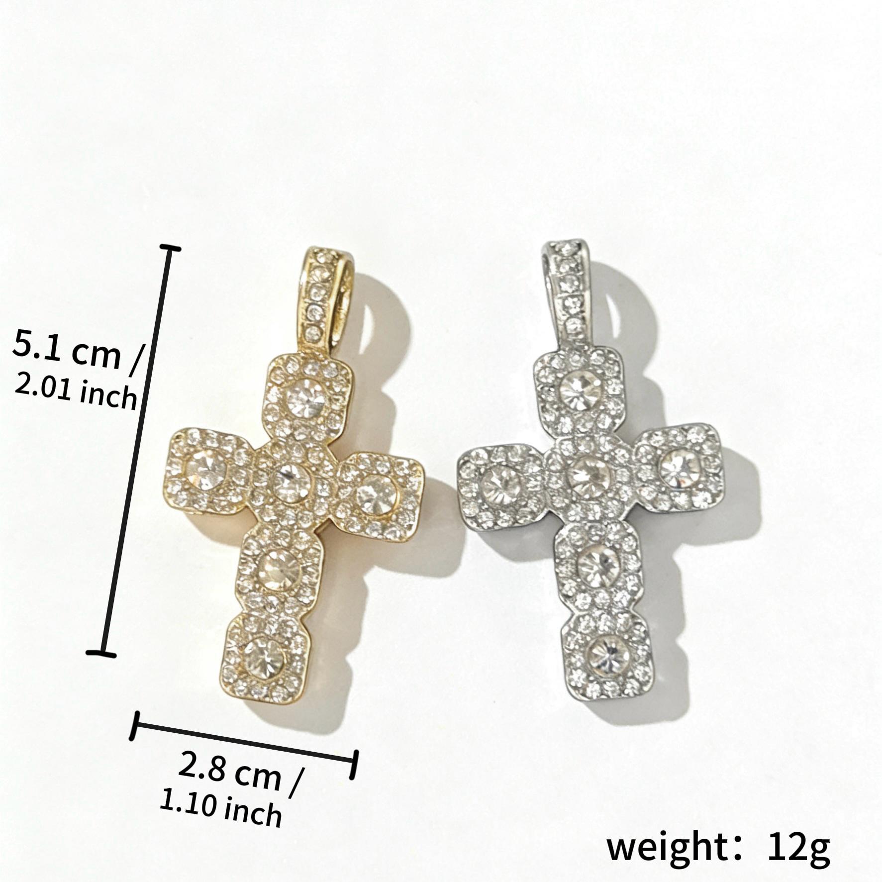 Cross Pendant Necklace, , Punk Style Cubic Zirconia Accessory with Stainless Steel Twisted Tennis And Rope Chain, Iced Sparkling Statement Ornament Suitable for Daily Wear And Gifting for Men, Women And Husband
