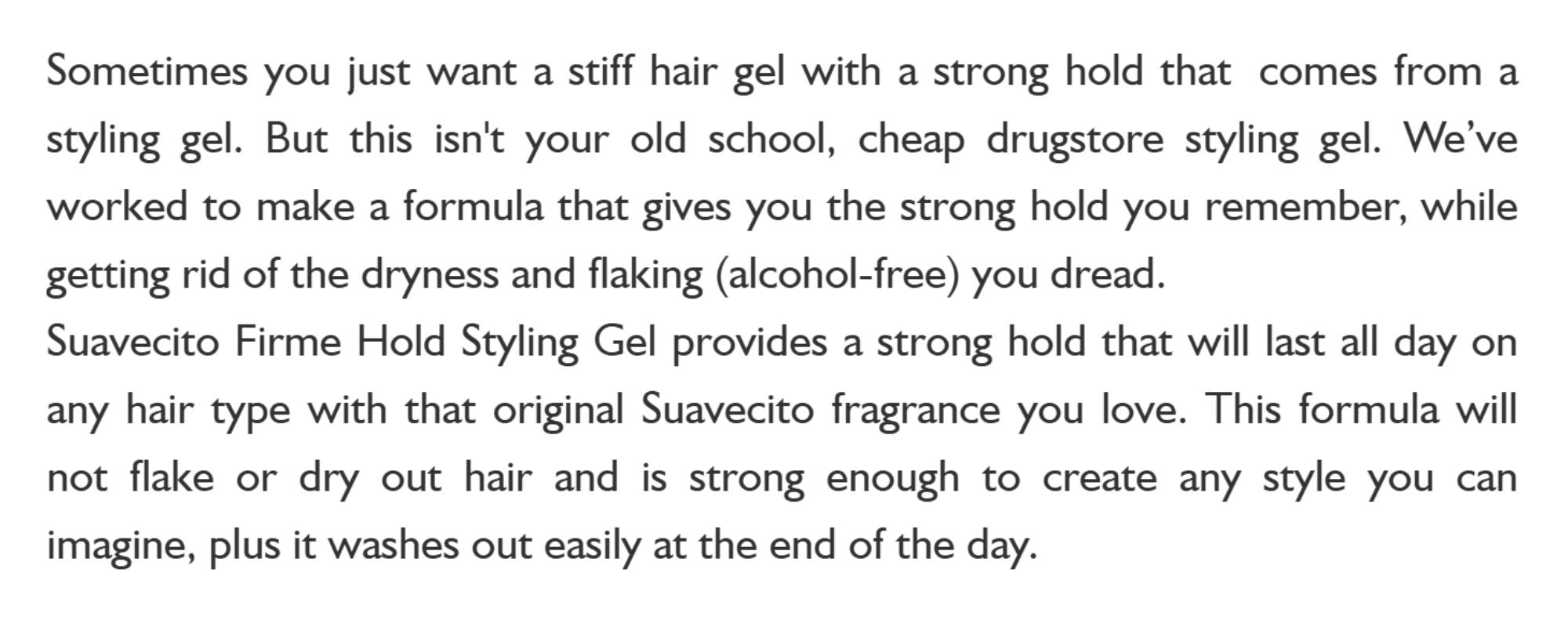 Suavecito Firme Hold Styling Gel - Strong Hold Hair Gel For Men