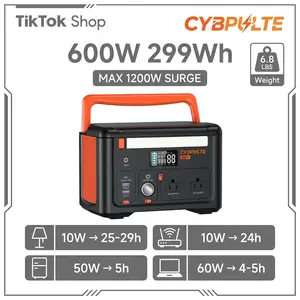 Portable Power Station 600W(1200W Surge) 299Wh with 2 AC Outlets 140W USB-C Fast Charging 7 Ports Mini Solar Generator for Camping Indoor Outdoor Emergency RV (CYBPULTE C601)