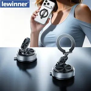 360 Rotation Lewinner Detachable Adjustable Vacuum 2in1 Magnetic Phone Holder, Car mount / Detachable for everyday / Binge-watching / Makeup & routines “For iPhone & Android”  Smartphone Grip