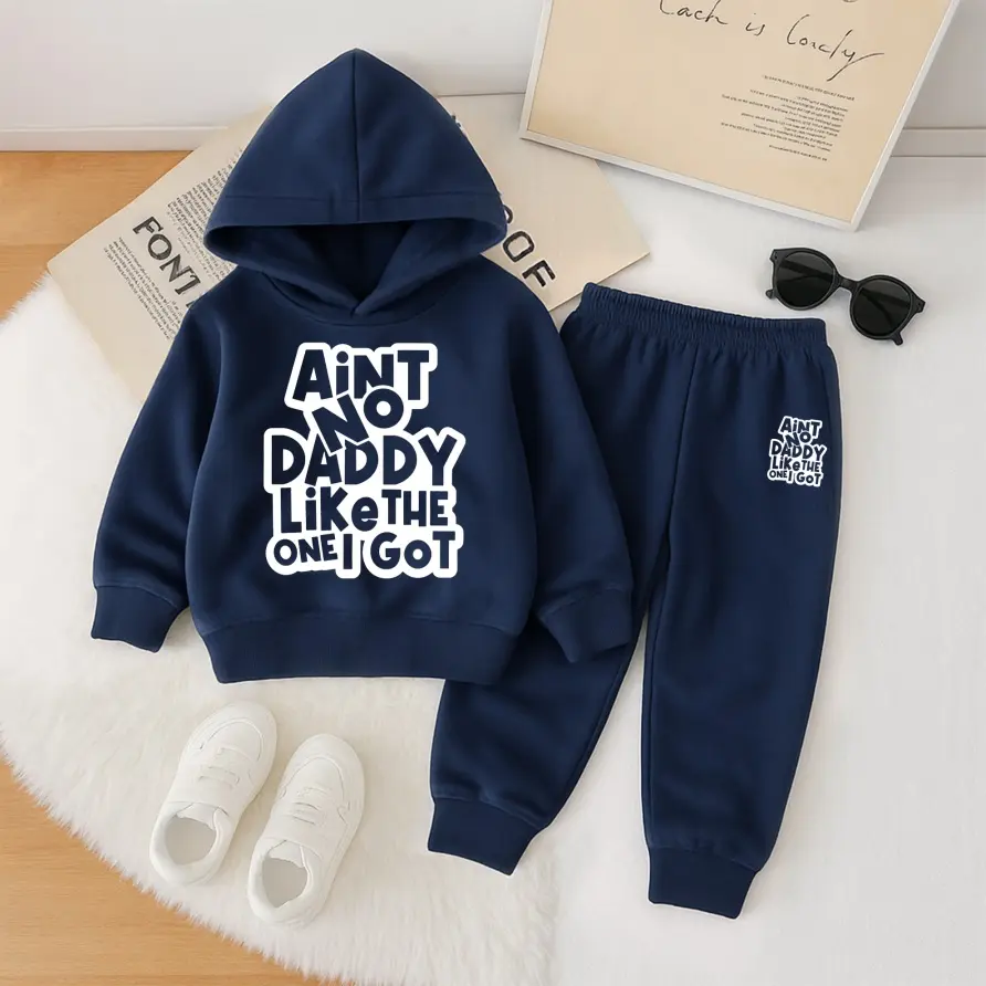Girls' 2-Piece Fleece-Lined Tracksuit Set - Hooded Sweatshirt & Tapered Sweatpants, Sporty Chic Athletic Girlclothes with Unique Print, Casual Clothing for Autumn Winter, Fashion, Outdoor‑Ready Warm