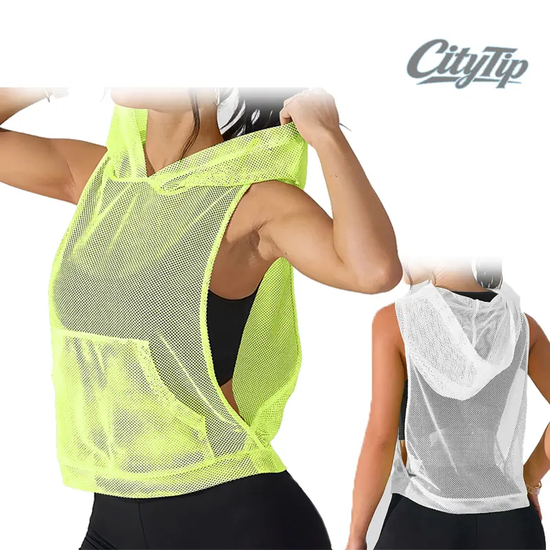 Women's Mesh Hooded Workout Tank Top, Sleeveless Breathable Gym Vest, Loose Fit Athletic Hoodie Shirt, Running Yoga Training Activewear, Quick Dry Fitness Top, Lightweight Summer Gymwear, Workout Outfit, Streetwear Exercise Clothes