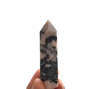 Pink Opal with Black Tourmaline - Natural Color with Black Tourmaline, Ideal for Gemstone Collection