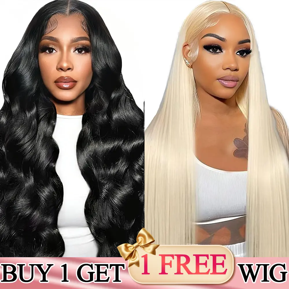 [Buy 1 Get 2] 250% 26" Body Wave Wig & 20'' Colored 13x4 Lace Frontal Wigs Mixed Blended Human Hair Glueless Wigs for Women Pre Plucked Wig Natural Daily Wig