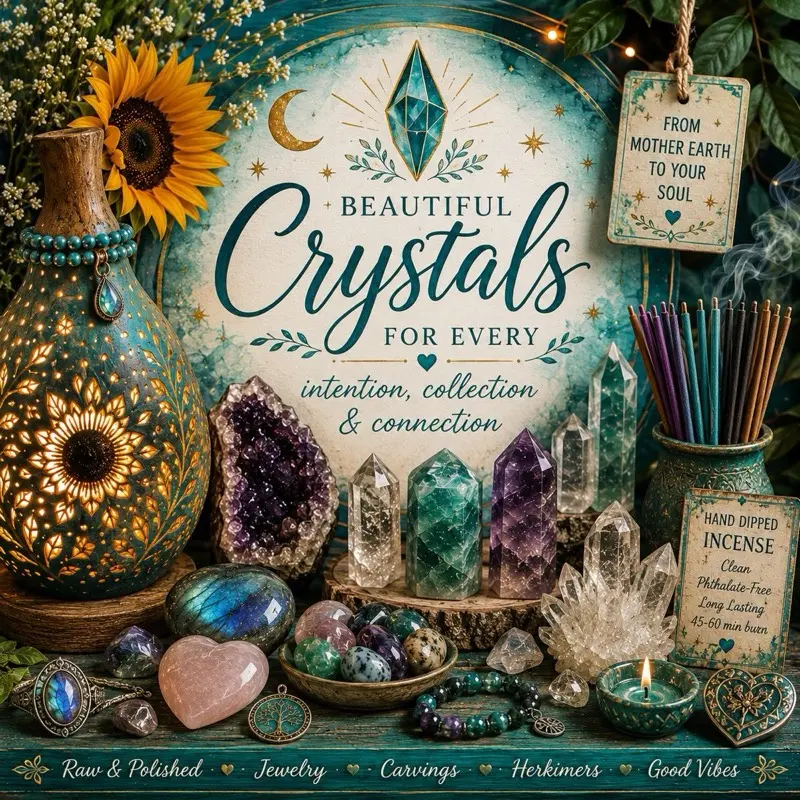 Crystal Link- Assorted Gemstone Points & Stones for Healing & Decor