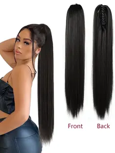 26 Inch Long Straight Hair Extension, Heat Resistant Clip-In Synthetic Ponytail for Daily Use & Parties, Natural Look Women's Hairpiece, Synthetic Soft Hairpieces